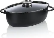 kela Atura Oval Roasting Dish 8 Litres Dutch Oven Cast Iron Roasting Dish with Lid Induction Cast Aluminium Ceramic Coating PFAS Free