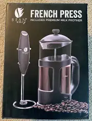 BEAN ENVY PROFESSIONAL 34 OZ FRENCH PRESS COFFEE MAKER AND PREMIUM MILK FROTHER