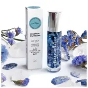 Pure Essential Oil Roller Bottle 10ml with SODALITE Crystal Gemstones - infused with 24k Gold Flakes