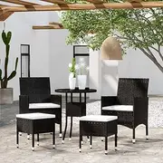 5 Piece Garden Lounge Set Poly Rattan Black, Furniture Sets, Patio Furniture