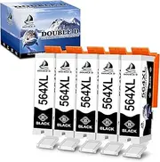 DOUBLE D 564XL Compatible Ink Cartridge Replacement for HP 564XL 564 XL High Yield for HP Photosmart 7520 6520 5520 5510 Deskjet 3520 3522 Officejet 4620 Printer (5 Black)