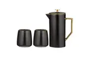 3pc Tempa Rae New Bone China SS Coffee Press Mug Cup Drinkware Set Charcoal