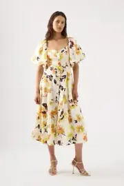 BNWT AJE PRESSED SUNFLOWERS SOLEIL BELTED MIDI DRESS -SIZE 10 AU/6 US (RRP $575)