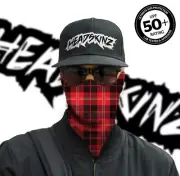 UPF50+ FACE MASK / BANDANA - RED LUMBERJACK - (Motorbike, Fishing, Camping)
