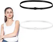 [CIATBYYJ] 2 Pcs Womens Elastic Belt, Adjustable Tucky Belt to Crop Tops, Women’s Leather Belts for Jeans Pants Fashion Ladies Belts, Shirt Tuck Band (Black, White), Black, l