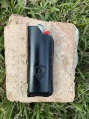 BIC Lighter Case / Holder Black Leather