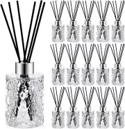 DIY Aromatherapy Diffuser Bottles - 16 Glass Bottles with Silver Lids & Sticks