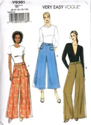 Vogue V9361 Misses 6 to 14 Flared Wide Legged Pants Uncut Sewing Pattern
