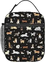 Oplp Cute Dogs Lunch Bag Puppy Pets Lunch Box Insulated Meal Bag Food Container for School Work Picnic Travel