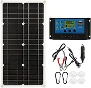 25W Solar Panel IP65 Waterproof 12V 24V Adaptive High Power Over Charge Protection for RV Car Boat Trailer with 10A Controller Ideal for Various Outdoor Applications (10A)