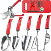 Garden Tools Set of 12 with Gardening Gloves, Pruning Shear and 7 Piece Stainles