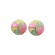 925 Silver Retro Geometry Oil Painting Color Mixing Dangle Earrings Jewlery Gift