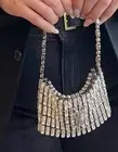 New 2025 Saint Laurent YSL Micro Evening Crystal Mirrored Silver Bag Handbag