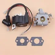Carby Carburetor & Ignition Coil Kit For Stihl 017 018 MS170 MS180 MS 170 180 Chainsaw 1130 120 0608/1130 400 1302 Aftermarket