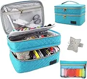 Sewing Supplies Organizer, Double-Layer Sewing Bag Accessories Organizer Large Sewing Supplies Organizer, Sewing Storage Organizer for Sewing Tools Kit, Thread, Needles, Pins, Buttons - Bag Only