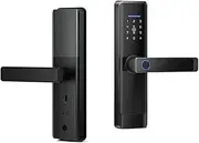 Smart Lock, Smart Door Lock Tuya APP Fingerprint Digit Intelligence Electric 5 Unlock Method Support 8 Language Voice,for Bedroom Hotel Office Apartment(22x225 R) FANDIAO