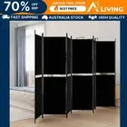 6-Panel Room Divider Black 300x200 cm Fabric Privacy Screen Home Decor Par 50241
