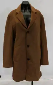 Cole Haan Men's Classic Wool Blend Plush Notched Collar Coat CD4 Camel Large NWT