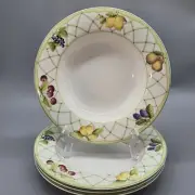 New Mikasa Fruit Rapture Large Rim Soup Bowl Set Of 4-Pc Set 2000's