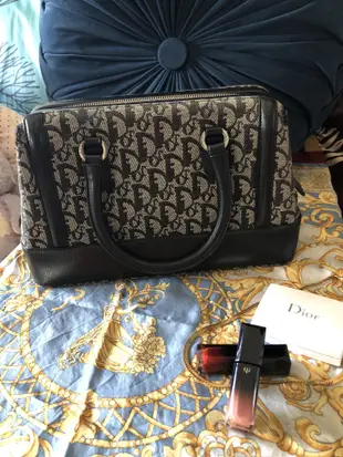 已售 Christian Dior 正品 logo緹花布老花波士頓包 vintage