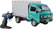 GoolRC Remote Control Car Transporter Truck, 1:16 Scale RC Container Transport Truck with Spray and Light, 2.4GHz All Terrain RC Cars for Kids and Adults Christmas or Birthday Gift (Green)