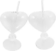 HEALEEP 2Pcs Heart Shaped Cocktail Cups Decorative Goblet Glassware for Parties Unique Bar Drinkware for Home Hotel and Banquets