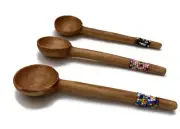 Olive Wood 3pcs Assorted Beaded Kitchen Tea/Coffee Spoons Handmade Africa Kenya