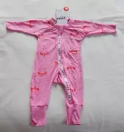 Bonds BX49W 0EV Pink Printed Wondercool Zip Wondersuit Romper Size 0000 New