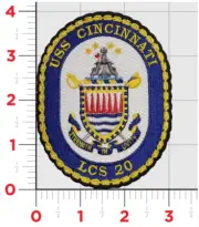 NAVY USS CINCINNATI LCS-20 EMBROIDERED PATCH WITH HOOK & LOOP