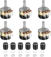 uxcell 6 Pack WH138 Potentiometer 250K Ohm Single-Joint Variable Resistors 3 Terminals Linear Taper Rotary with Knob Cap for Audio Volume Control