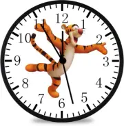 Tigger Winnie Pooh Black Frame Wall Clock Large 12" Glass Face Non-Ticking E130