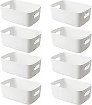 Small Storage Bin, Durable Storage Basket Cabinet Organizer, Stackable with Grip Handles, 9.65 x 6.61 x 3.94 inch Pack of 8