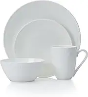 Mikasa Loria 16-Piece Bone China Dinnerware Set - Dishwasher & Microwave Safe, Service for 4, White