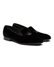 CHURCH'S of England Sovereign 2 black velvet crown embroidered loafers 8.5 41.5