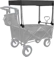 Wagon Canopy 35x19x18 Rainproof Sunproof Cover - Modified Black with Support Poles for Camping/‌