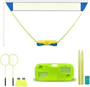 Portable Badminton Net Set,Folding Volleyball Net,2Professional Badminton Racket,2 Shuttlecocks,Family Game,Backyard Sports