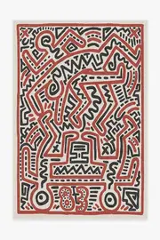 185' x 275' | Machine Washable Runner Rug | Kid & Pet Friendly | Indoor Rug | Keith Haring Funny Gallery Ivory & Red | Ruggable