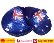 Australia Day Sombrero Hat Aussie Flag Straw Hat Adjustable Straps Wide Brim