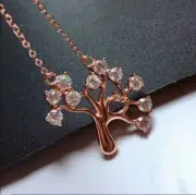 2Ct Round Cut Simulated Diamond Women's Unique Tree Pendant 14k Rose Gold Plated