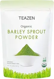 TEAZEN Organic Barley Sprout Juice Powder, Korean Organic Superfood Greens Grass, Great for Iced Tea and Smoothie, 100g (3.5oz)