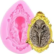 XMOLDNMS Halloween Fondant Molds Raven Head Skull Silicone Mold Crow Skull Molds for Cake Decoration Cupcake Topper Sugar Craft Chocolate Candy Gum Paste Polymer