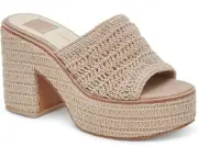 Dolce Vita Ladin Slide Women's Size 8 Dove Woven Platform Block Heel Sandals P90