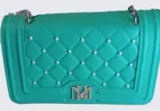 Badgley Mishka Teal Quilted Cross-body Bag Silver Hardware & Additional Strap