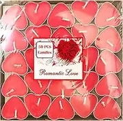xlehoely 50 Pack Tea Light Candles,Heart Shaped Unscented Tealight Candles,Romantic Love Smokeless Tea Lights Candles,Dripless & Long Lasting Tea Candles for Mood,Romantic Decor,Pool,Dinners (Red)