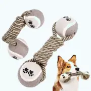 Dog toy dumbbell balls rope tug fetch