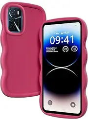 [PanXCase] Case for Oppo A16 / Oppo A16s / Oppo A54s - Mobile Phone Case Silicone Case Cute Wave Frame Design, Slim Thin Soft Shockproof Scratch-Resistant Bumper Protective Case (Red)