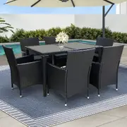 Aluminum Gardeon 7PCS Outdoor Dining Set Table Chairs Patio Furniture Wicker Rattan Set