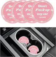4 PCS Bling Car Cup Coaster, 2.75 Inch Anti-Slip Cup Holder Insert Coasters, Universal Crystal Rhinestone Auto Drink Car Cup Mat, Interior Car Accessories for Women Girls (Pink)