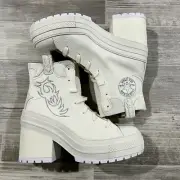 Converse Chuck 70 De Luxe Heel Western Hi Platform A10335C Vintage White Wm 8.5