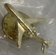4 AIRPLANE AVIATION VINTAGE LAPEL HAT TIE PIN GOLD TONE BALLOU REG'D NOS SEALED